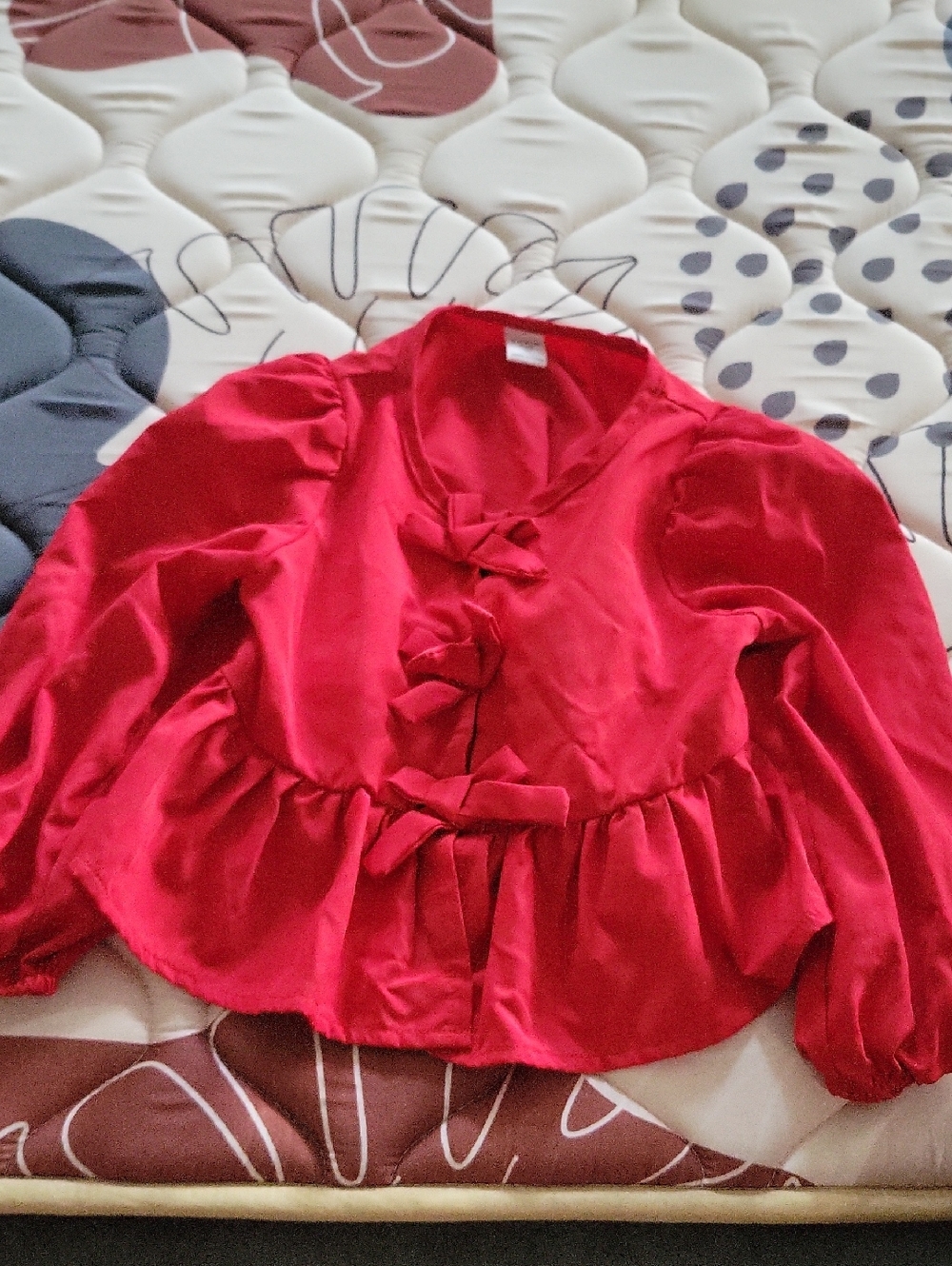 SHEIN Red Satin Tie-Front Peplum Blouse